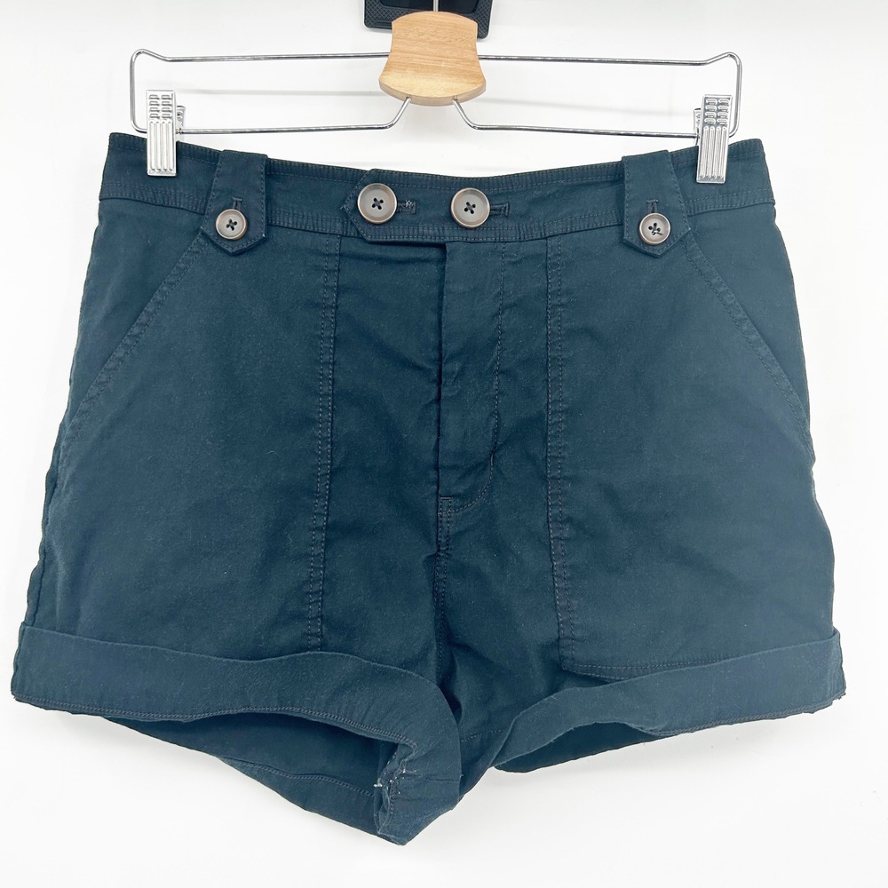 Maeve by Anthropologie Womens High Waisted‎ Nautical Utility Cuffed Shorts Black